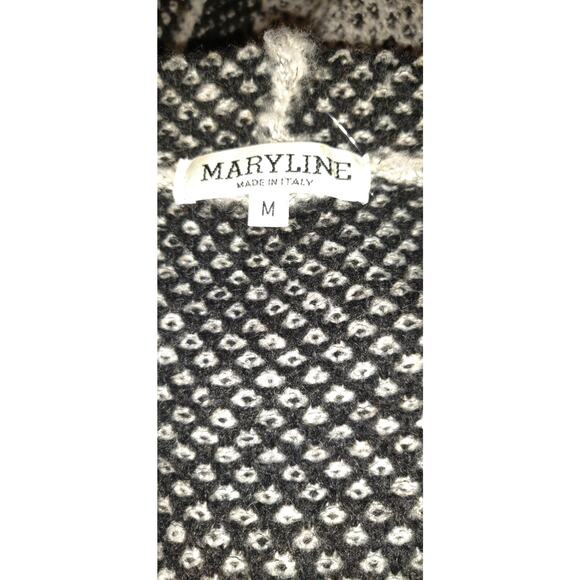 Maryline Cardigan Sweater Gray Black Medium M Wool Blend Italy Open Knit Career - Picture 8 of 10